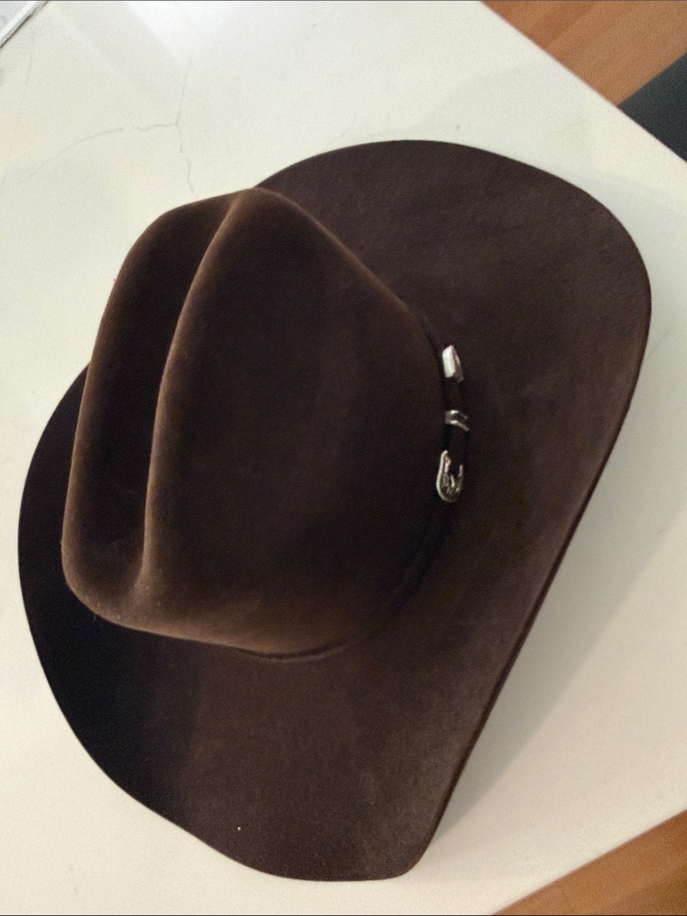 Stetson skyline chocolate Western cowboy Hat with silver hat buckle - Picture 8 of 16